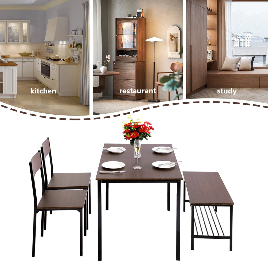Dining Table Set for 4 with Storage Bench B627
