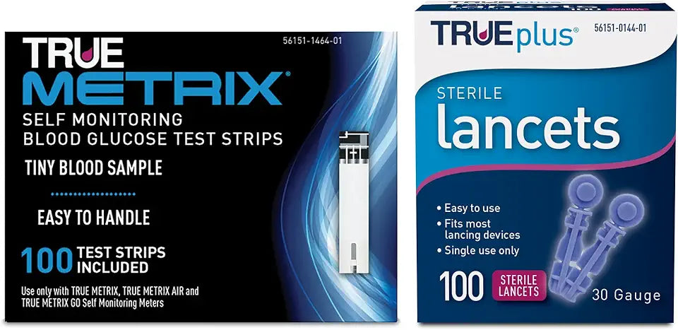 Tiras de teste 100ct + Lancetas 30 g de 100 ct B452