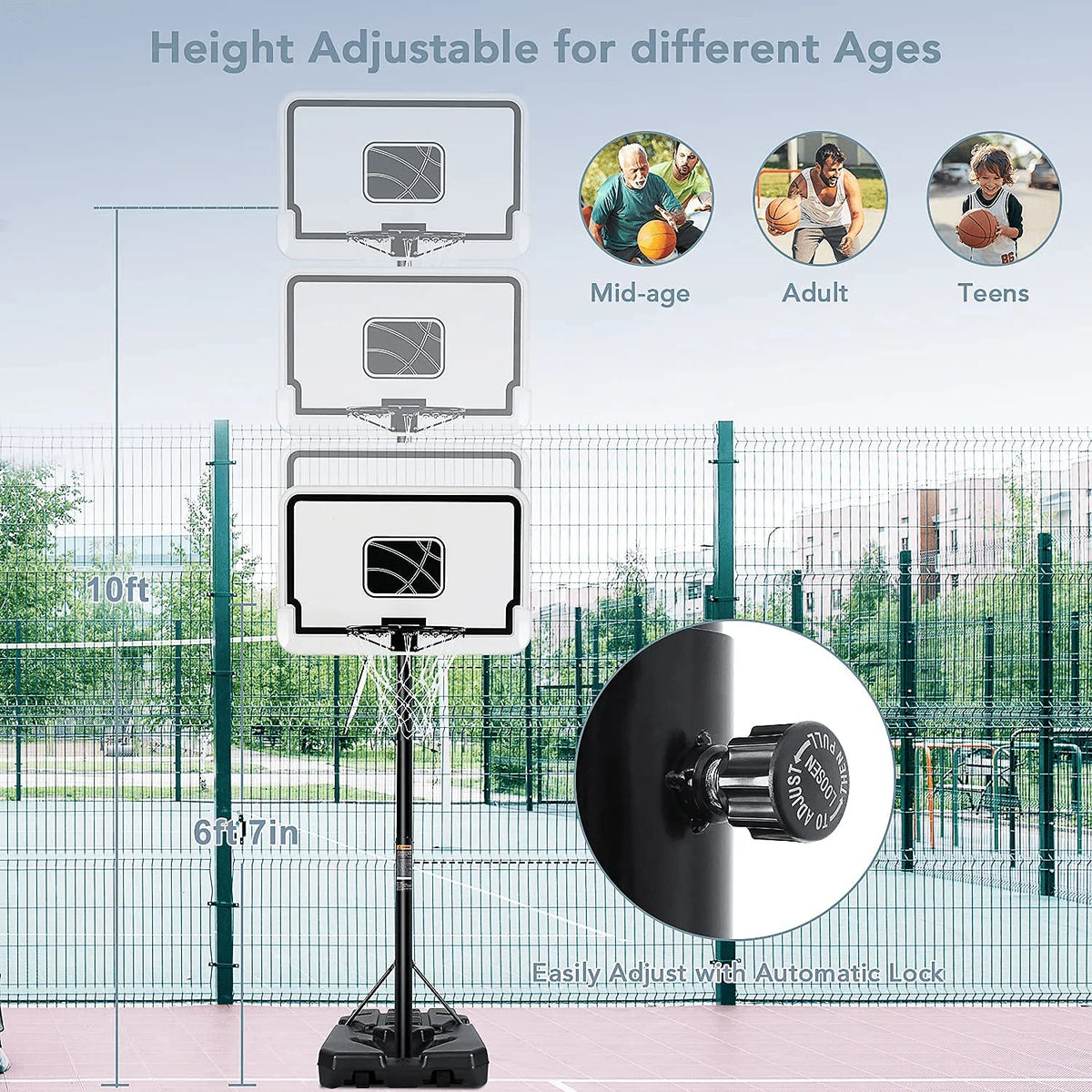 44'' Portable Height Adjustable Basketball Hoop Q6558