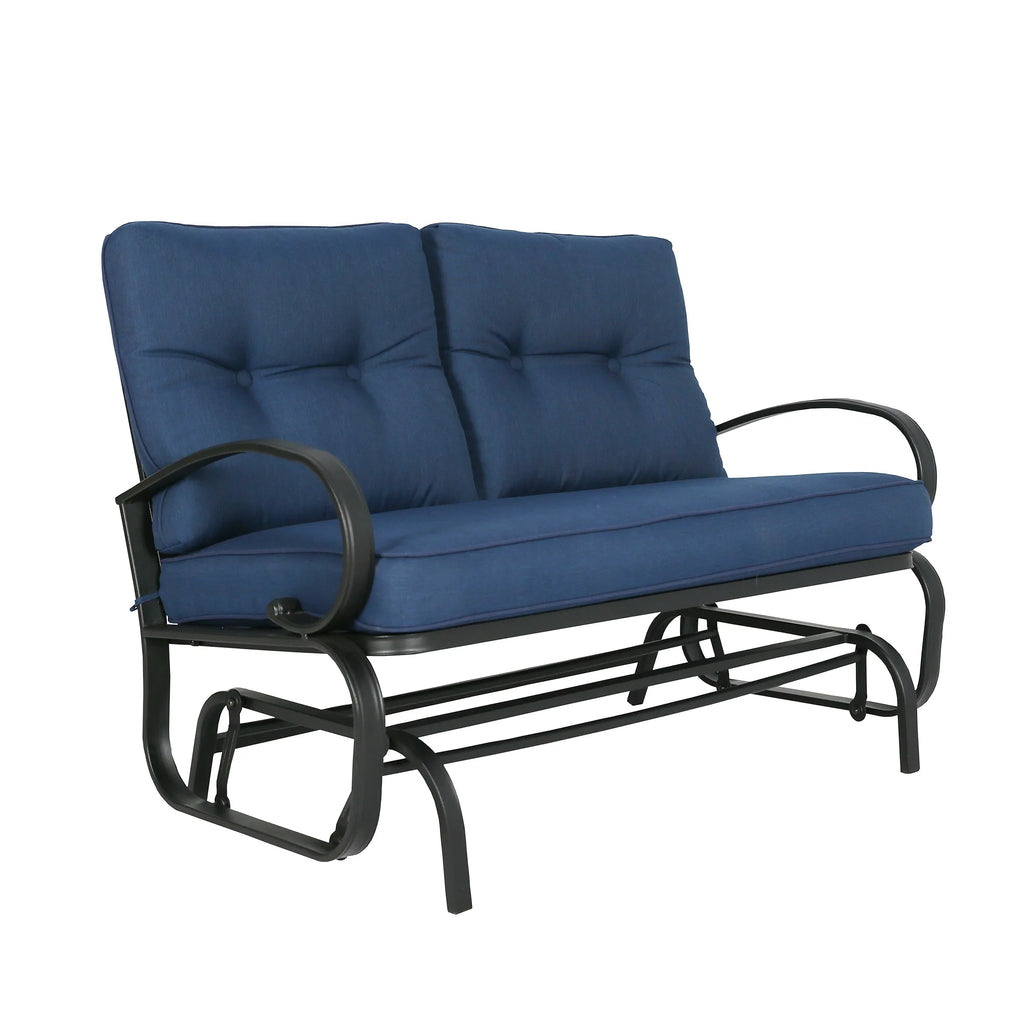 Beige Outdoor Loveseat Patio Swing Glider Bench P968823