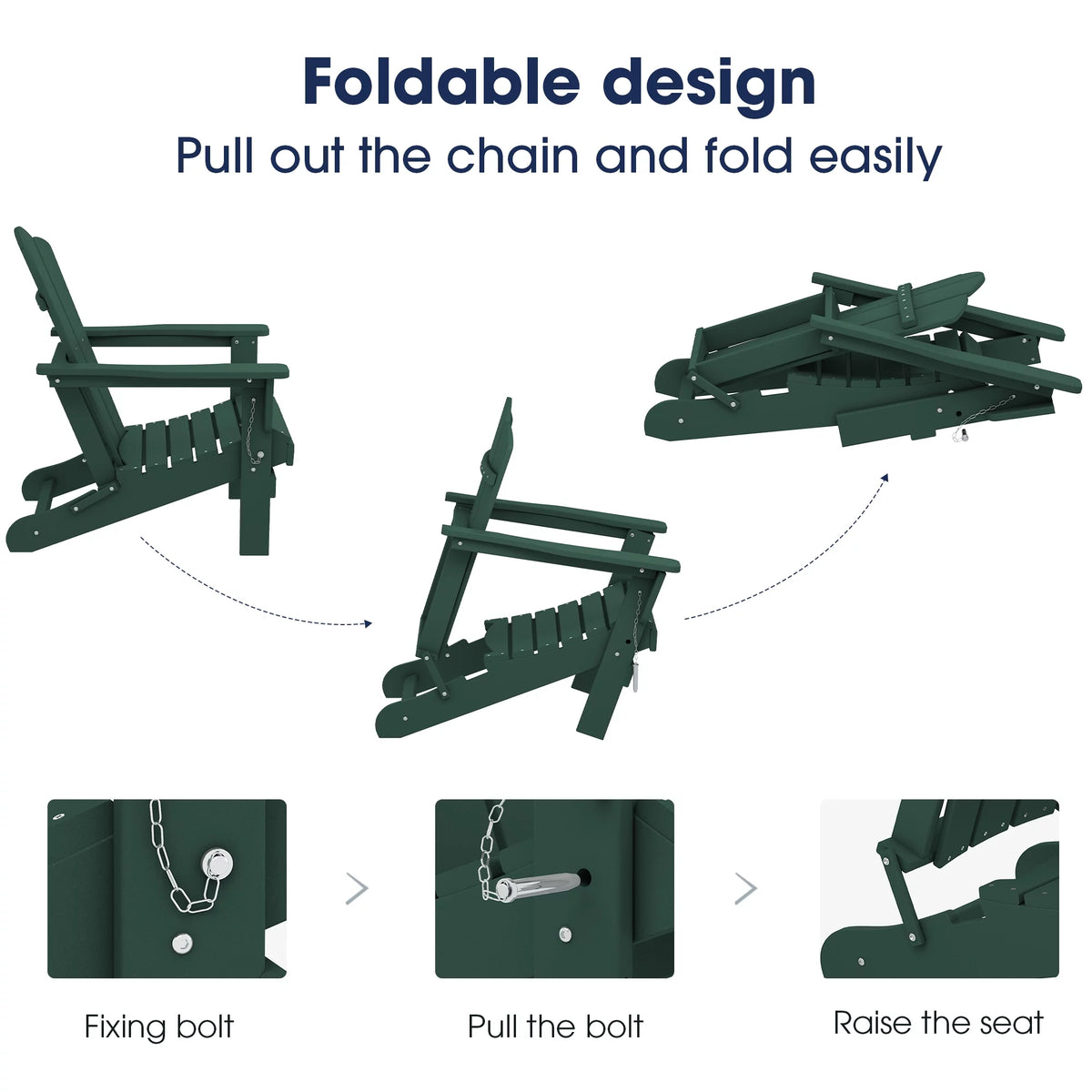 Folding Plastic HDPE Patio Adirondack Chair M83595