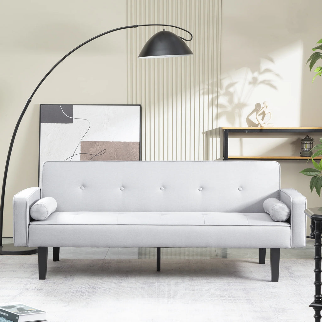 Linen Futon Sofa Bed with Armrests Y24154