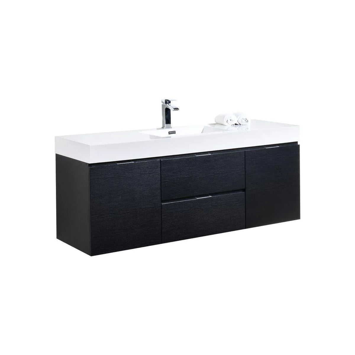 60 in. Single Sink Wall Mount Black Bathroom Vanity S176641