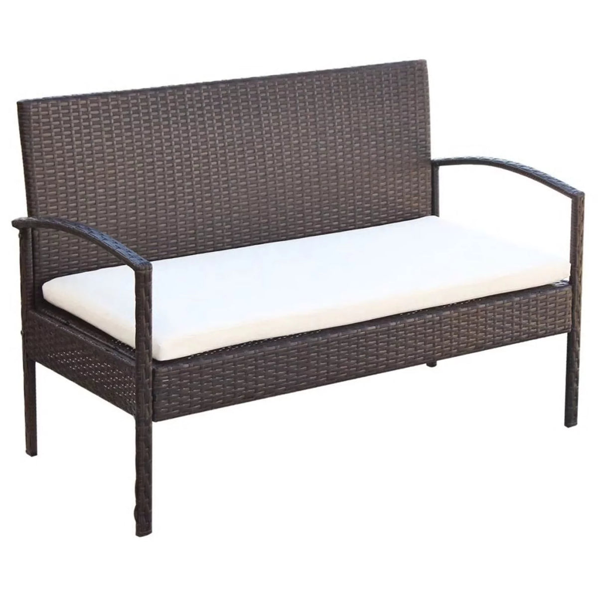 4 Piece Cream White Cushioned Poly Rattan Patio Lounge Set C223126