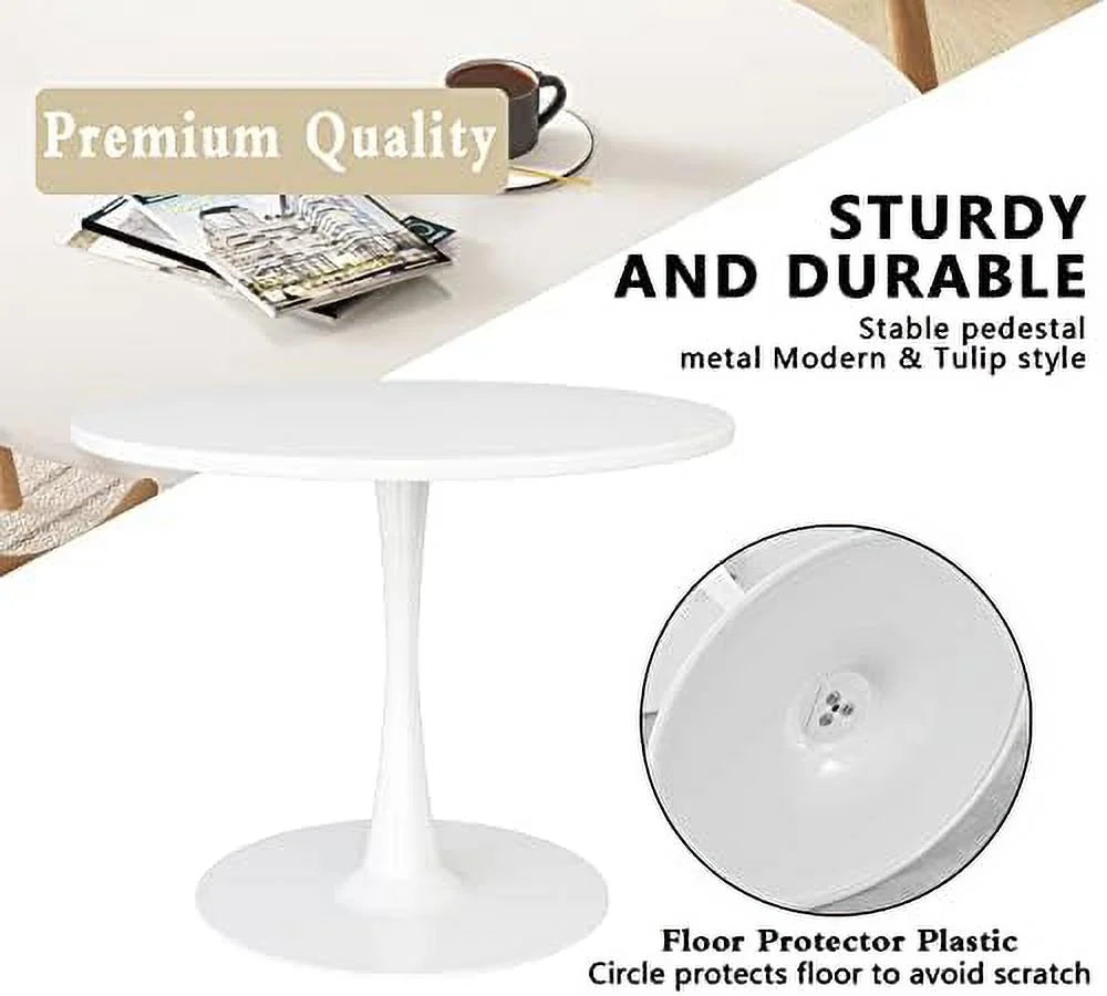 Black Round Dining Table 31.5" with Pedestal Base N644