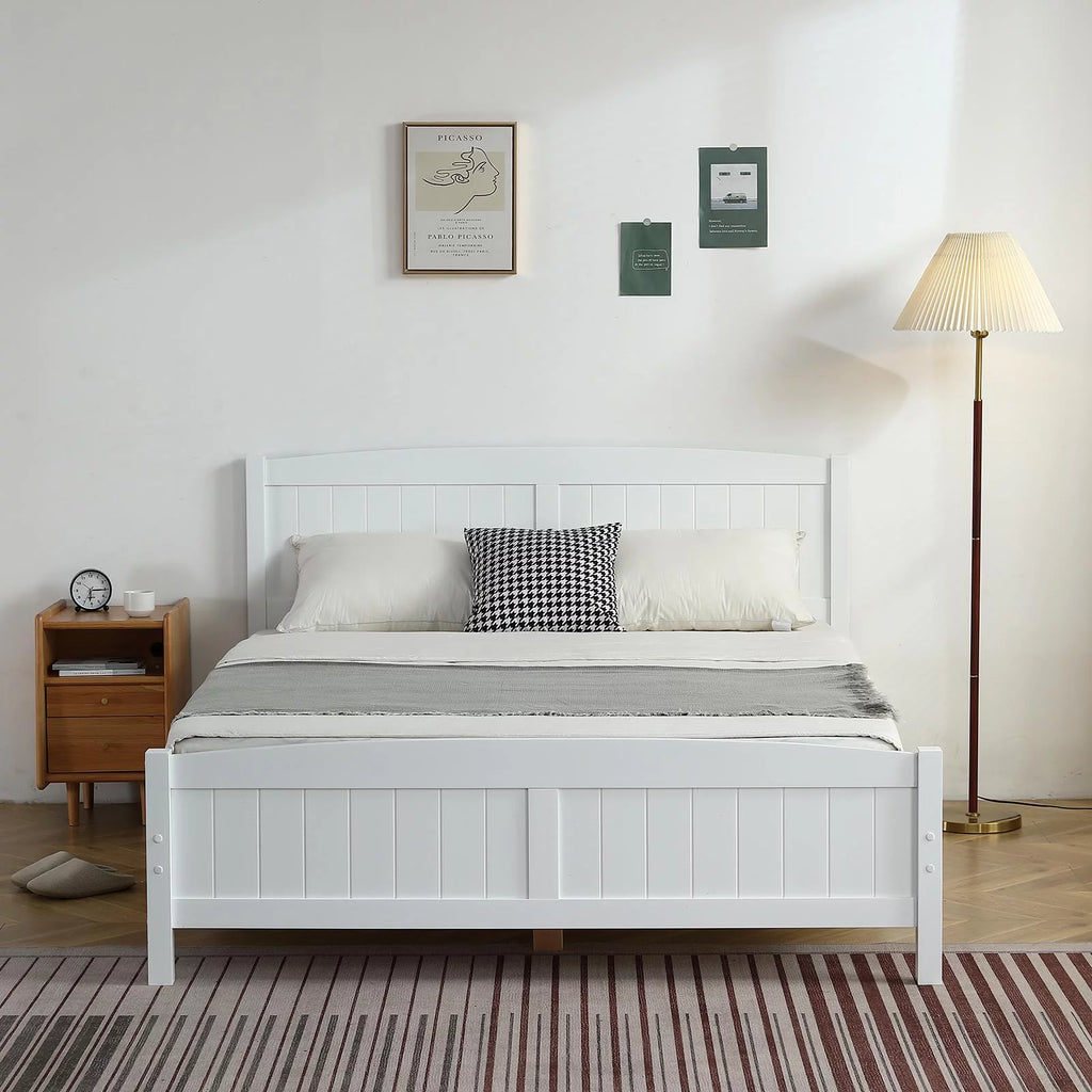 Queen Solid Pine Wood Platform Bed Frame with Headboard D420