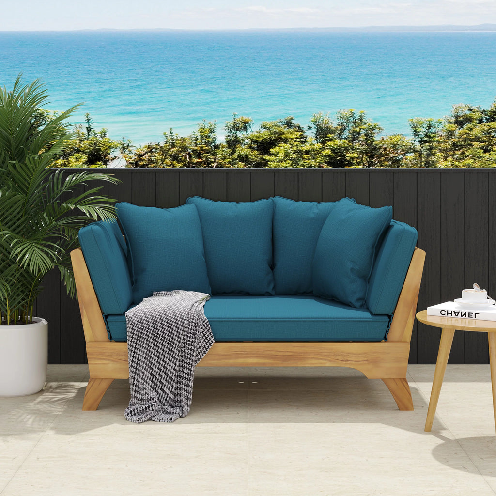 Acacia Wood Outdoor Expandable Daybed with Cushions N6867