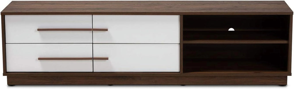 Two-Tone White And Walnut 4-Drawer Wood TV Stand S723