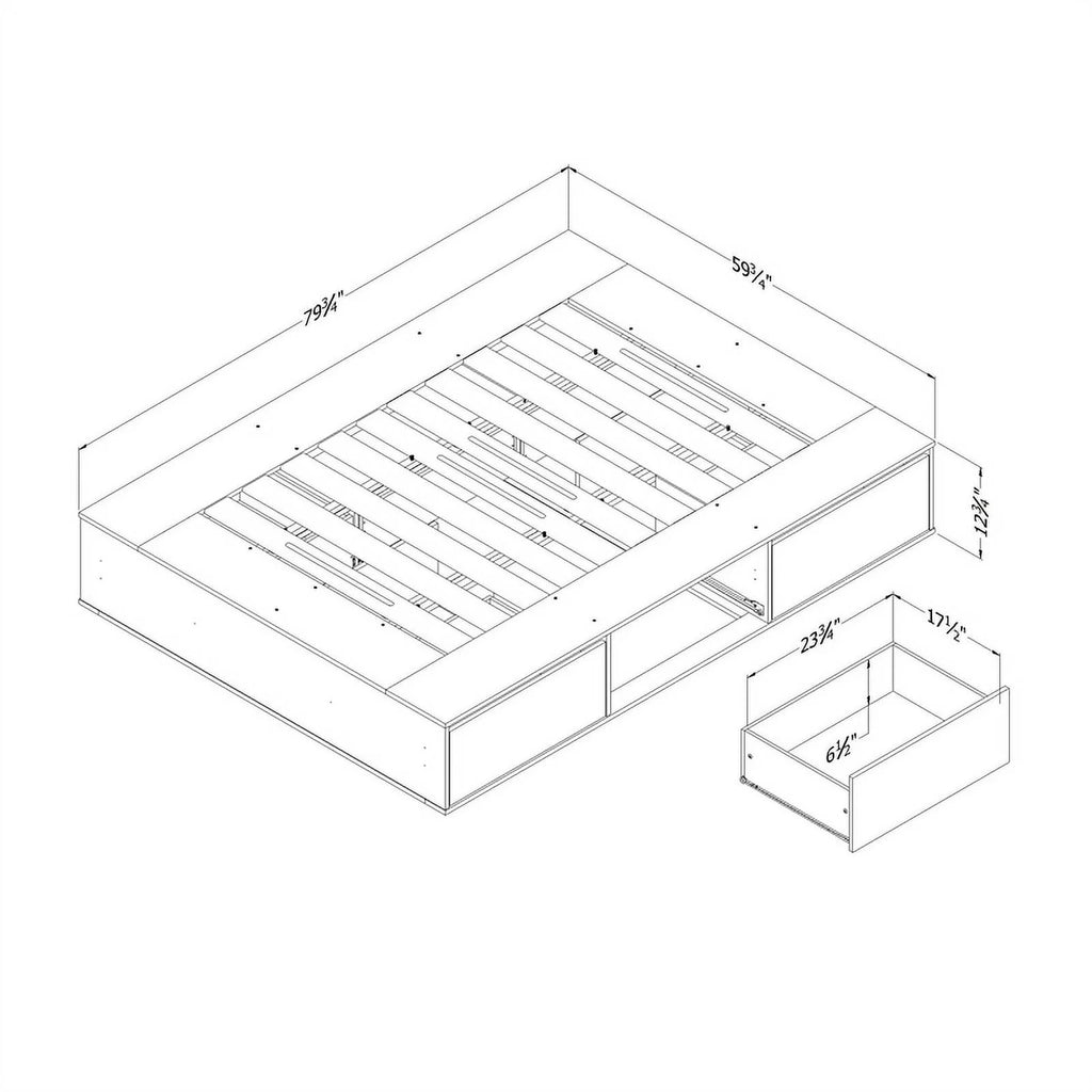 Black 6-Drawer Engineered Wood Platform Bed F991854