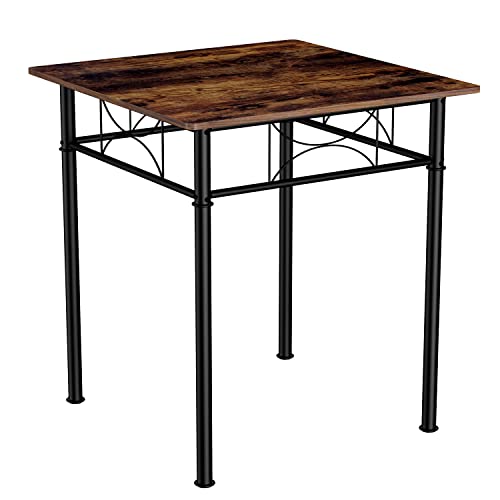 3-Piece Iron Wood Square Table Set with 2 Chairs E48133