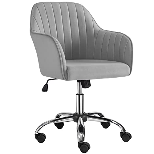 Light Gray Velvet Height-Adjustable Swivel Armchair O667