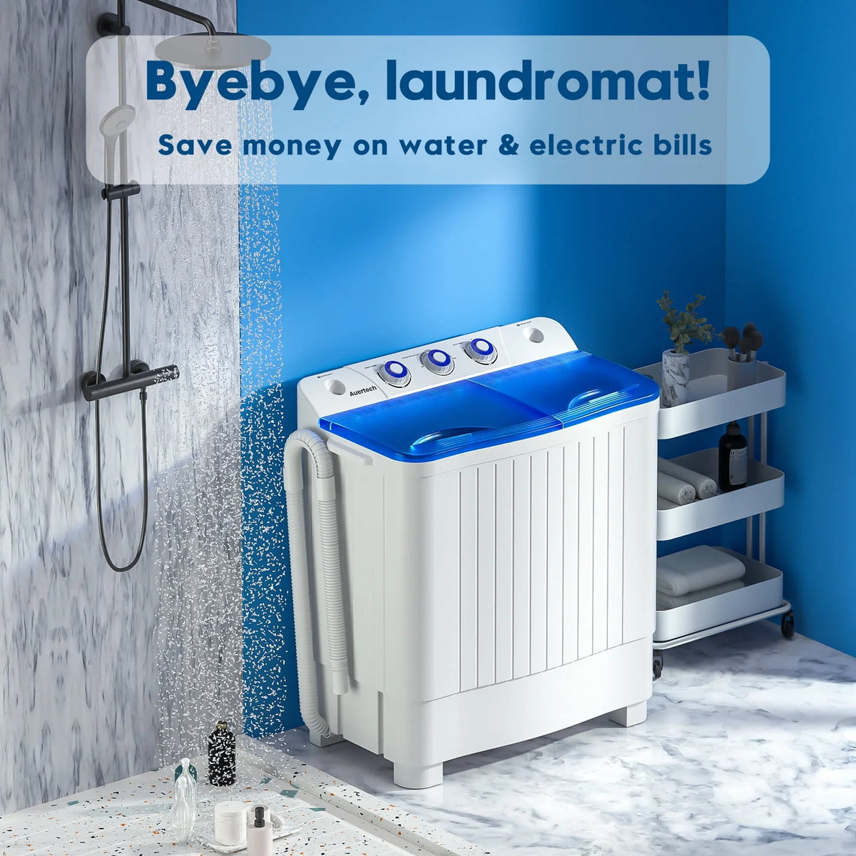 Portable 20lbs Mini Twin Tub Semi-Automatic Washer Spinner Combo Y41589