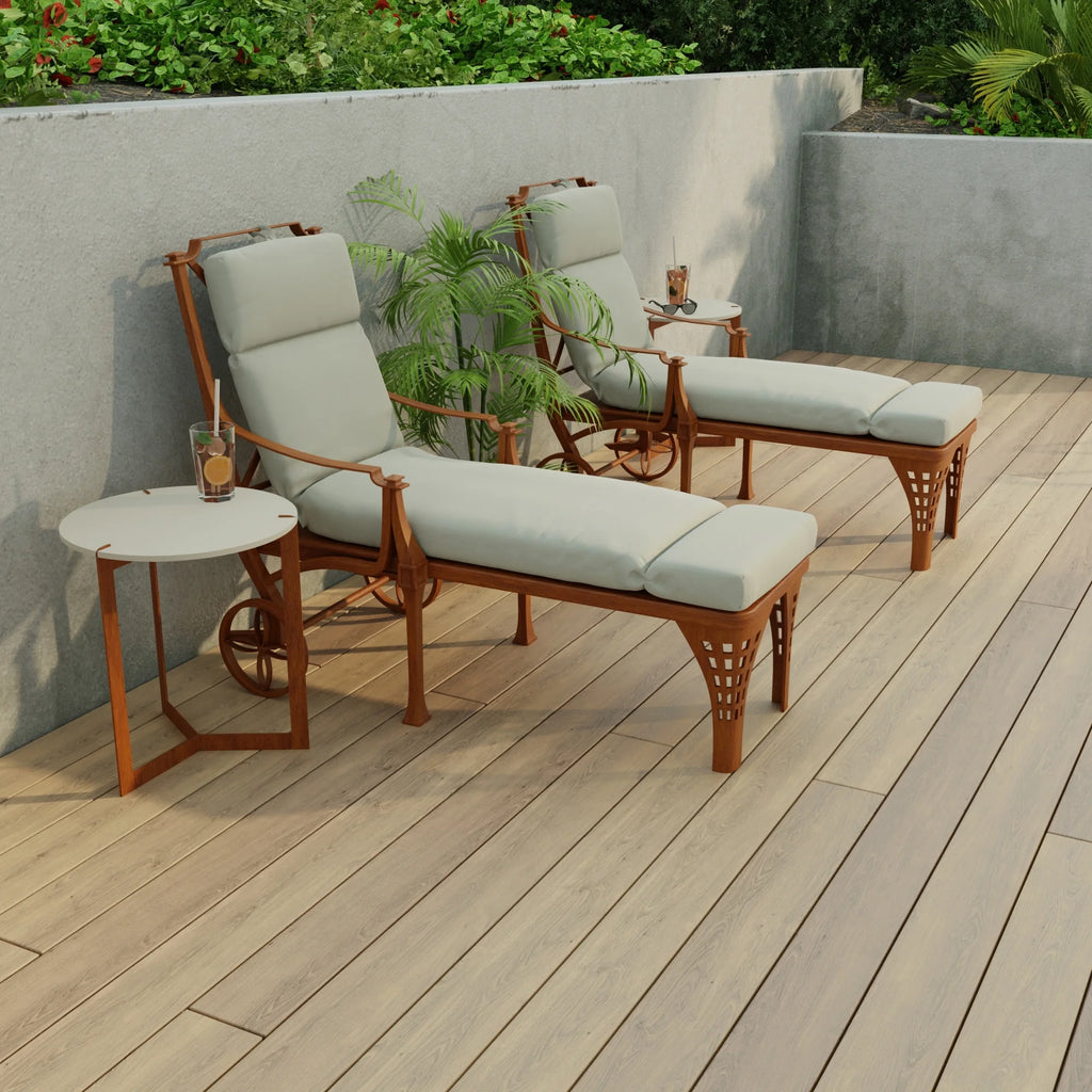 Yellow Rectangular Outdoor Chaise Lounge Cushion with Ties W3468