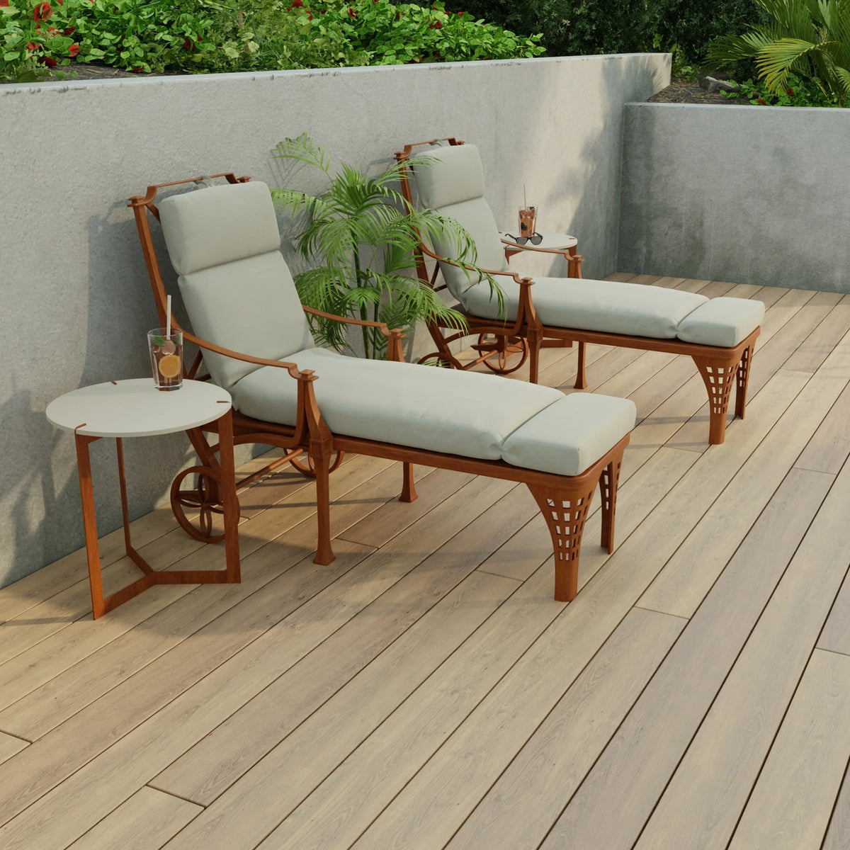 Yellow Rectangular Outdoor Chaise Lounge Cushion with Ties W3468