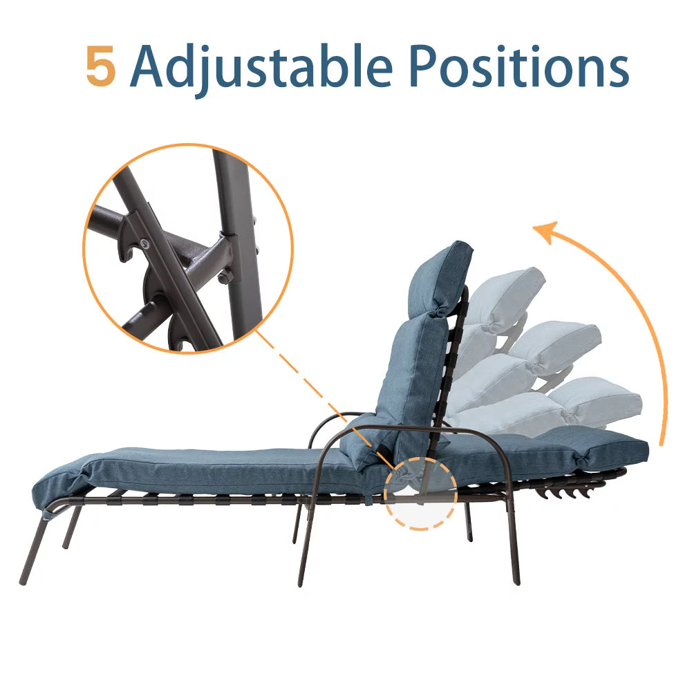 Blue Outdoor Steel Recliner Chaise Lounge S443