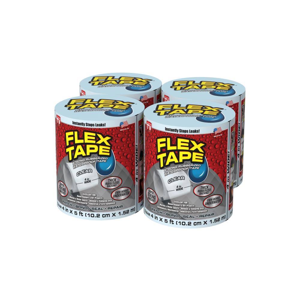 Clear Waterproof Rubberized Duct Tape 4-in x 5-ft 4-Pack U2354