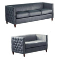 Velvet Sofa and Loveseat Set of 2 Gray Q68098