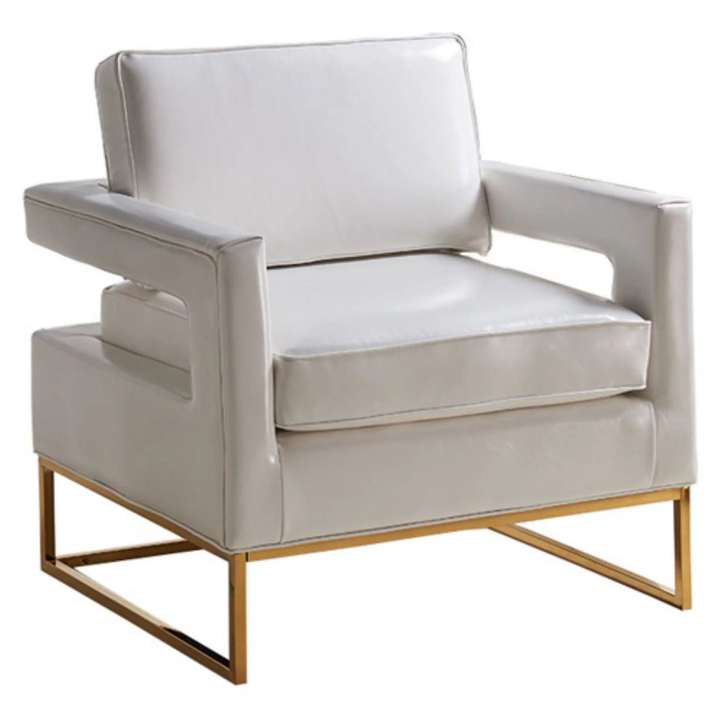 White Vegan Leather Accent Chair U81538