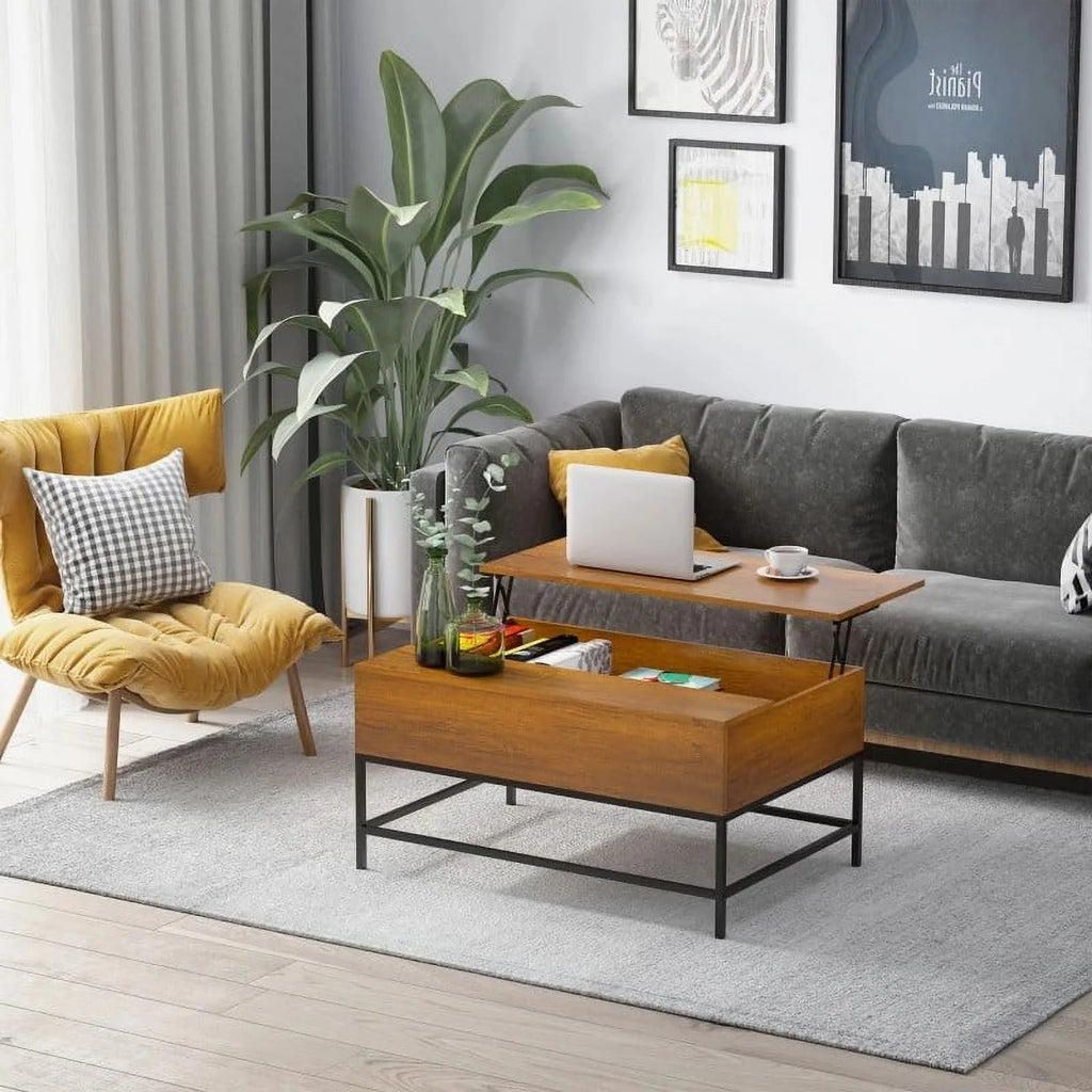 Brown Lift Top Coffee Table with Hidden Storage G3823