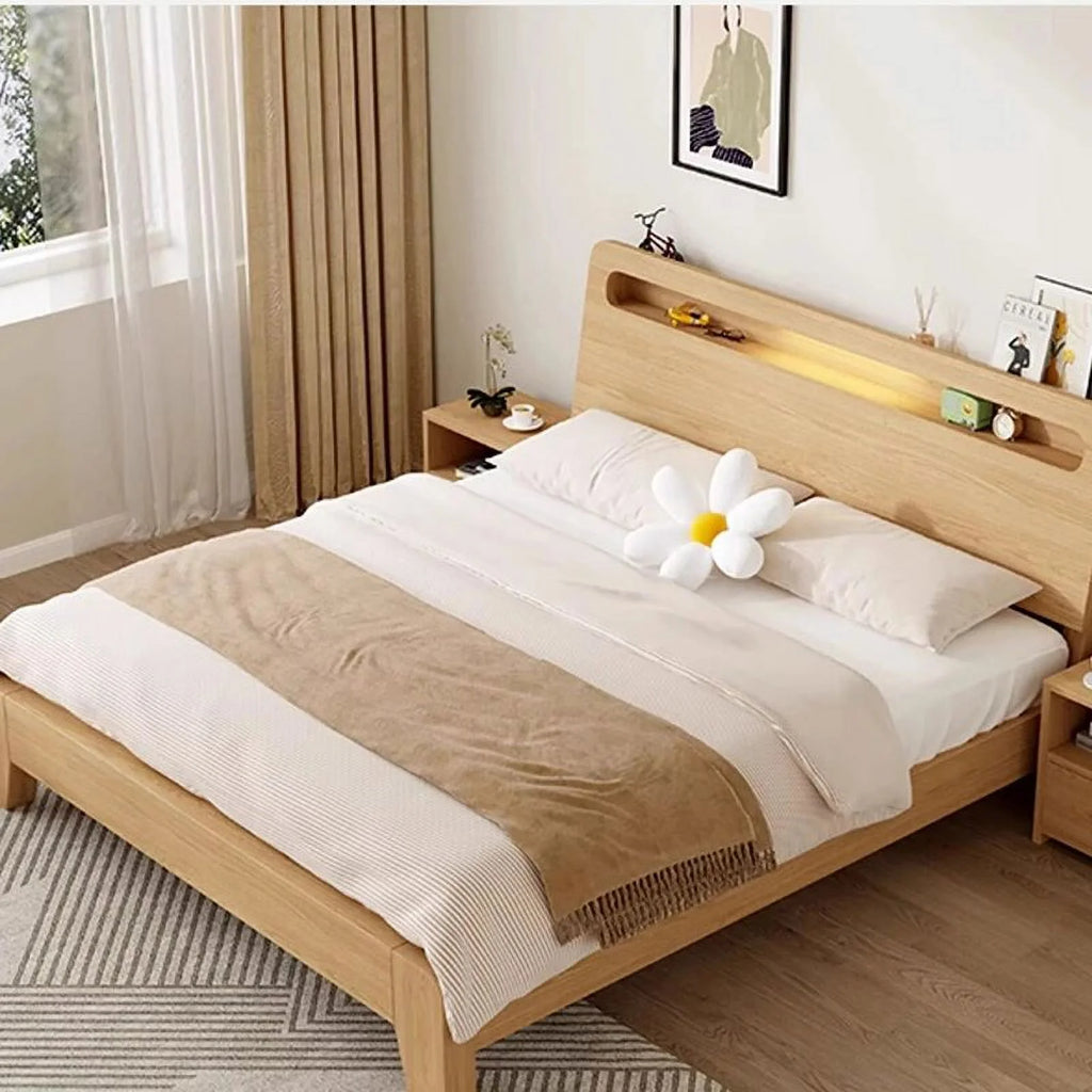 King Size Wooden Bed Frame with Storage A9595