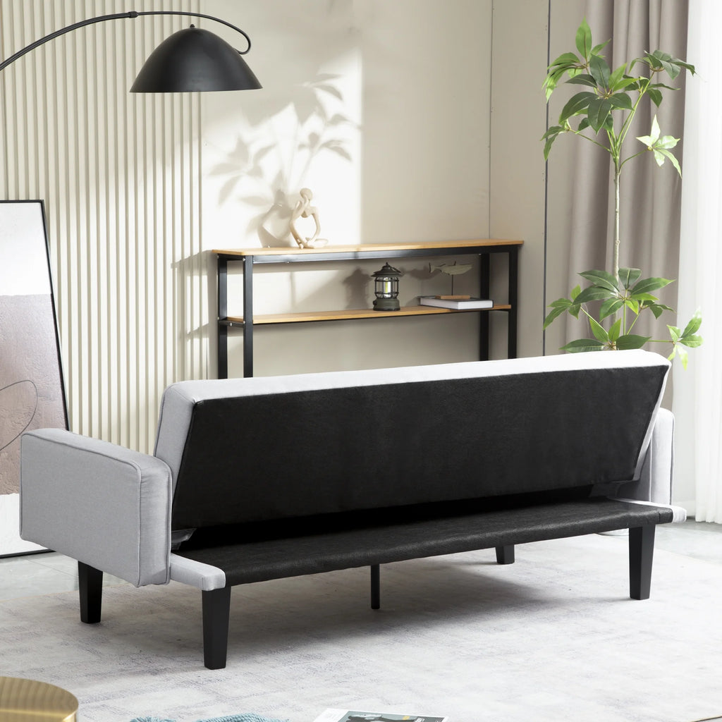 Linen Futon Sofa Bed with Armrests Y24154