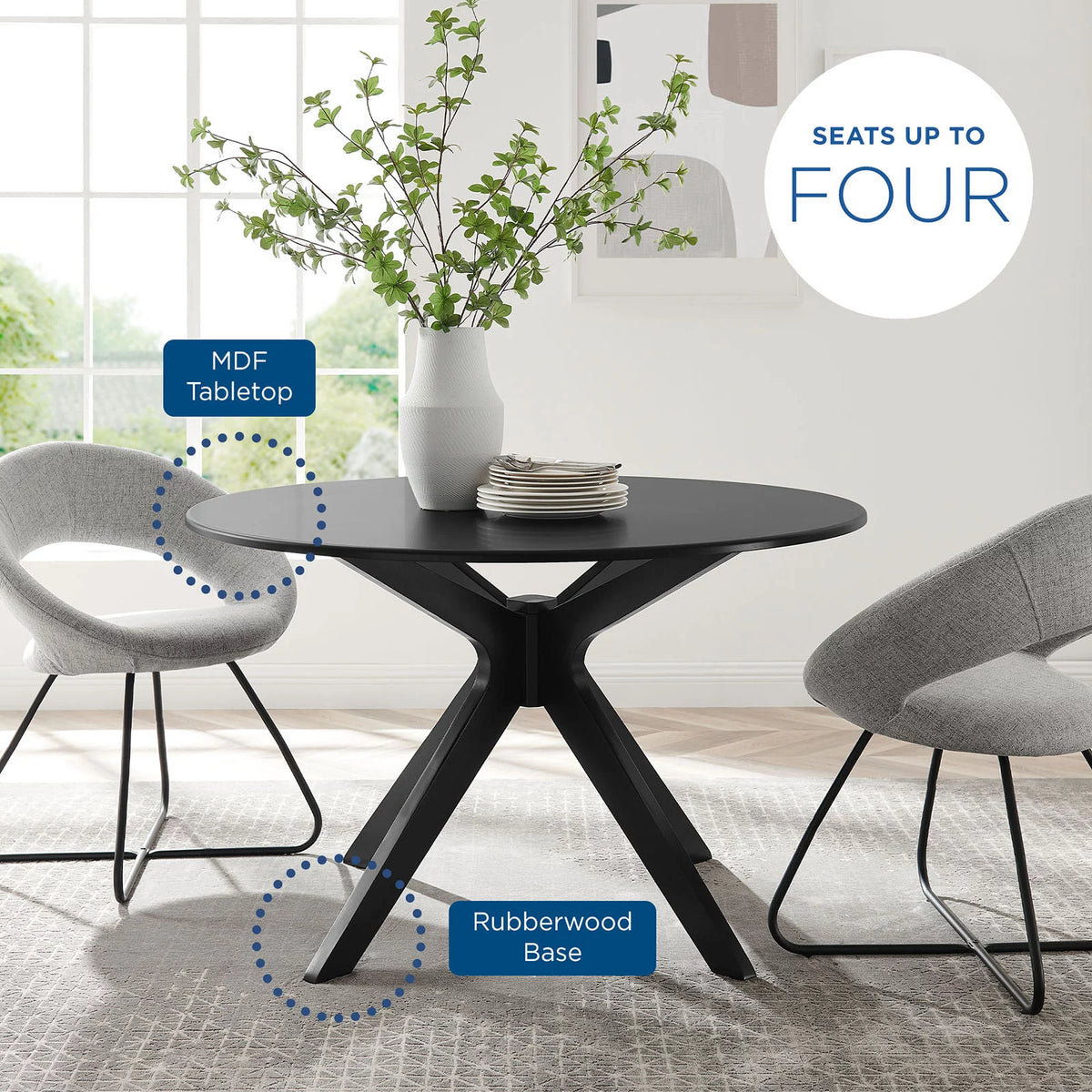 Black Round Wood Dining Table Z7344