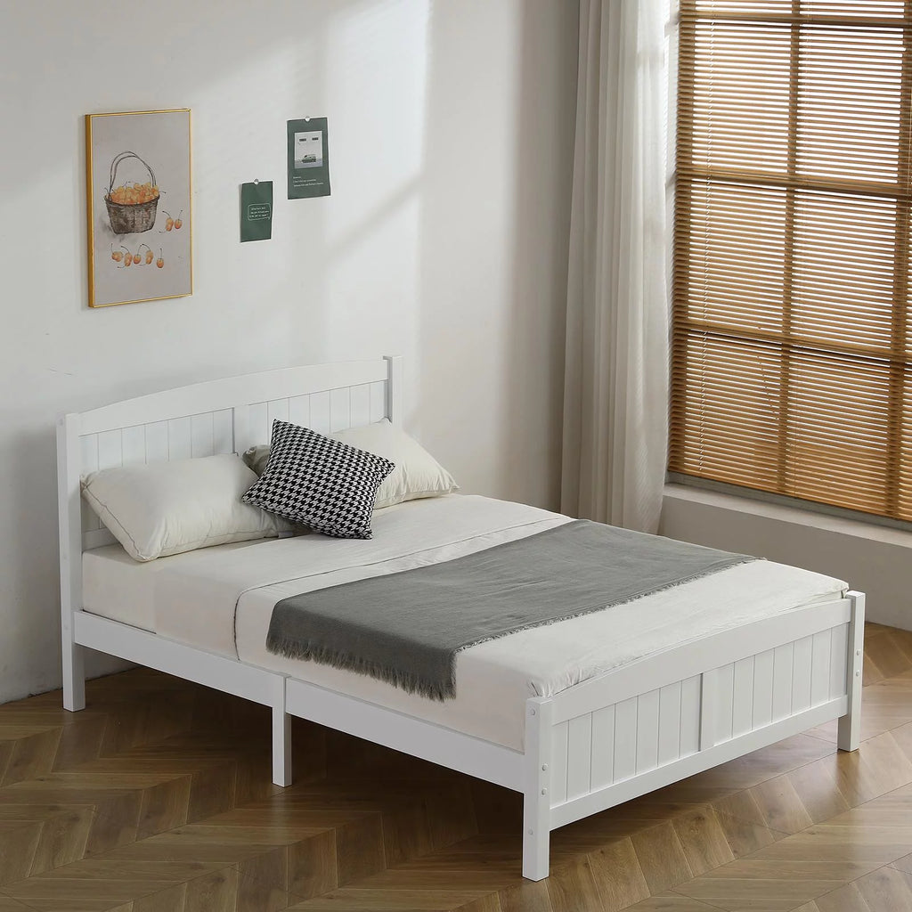 Queen Solid Pine Wood Platform Bed Frame with Headboard D420