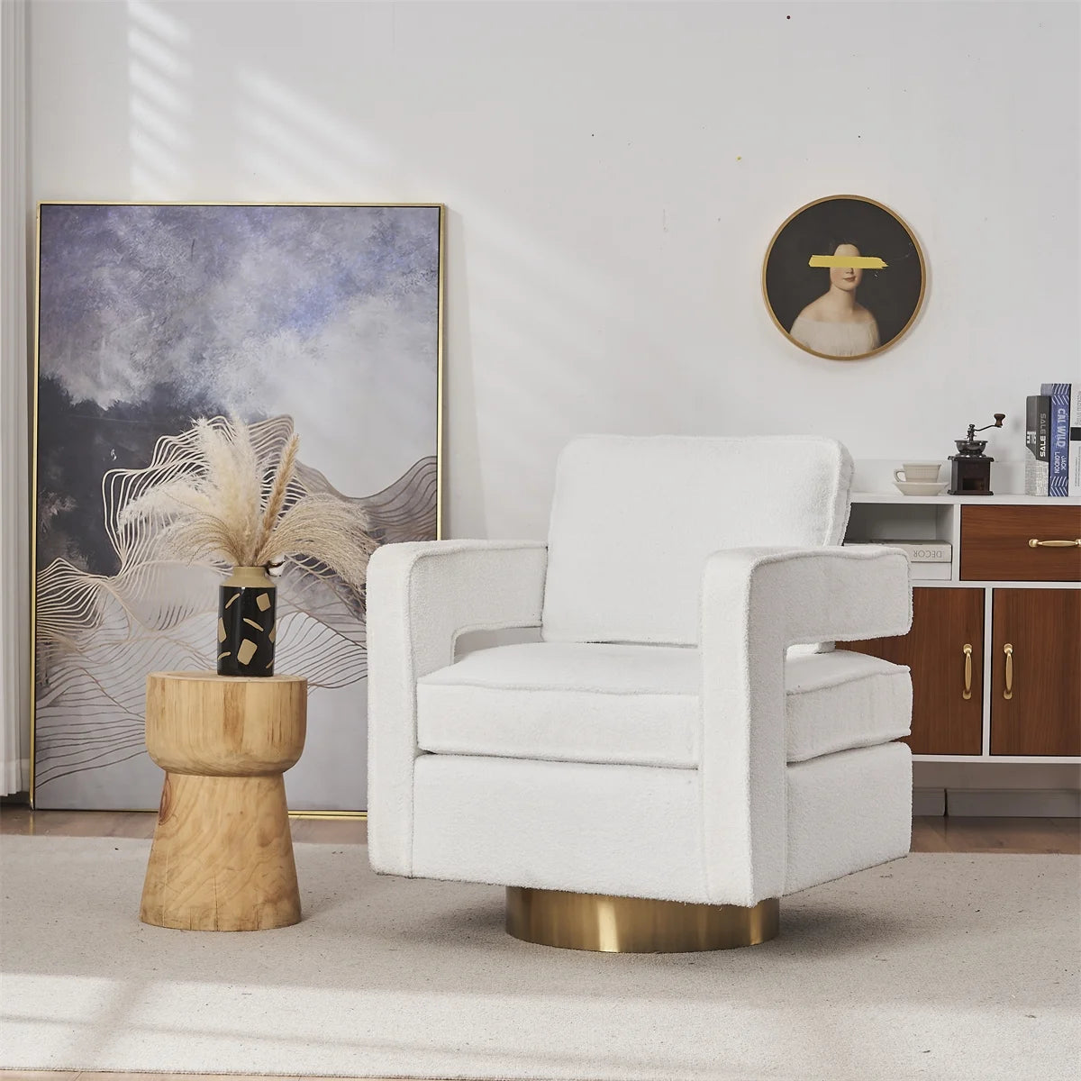 Modern Swivel Accent Barrel Chair A372891