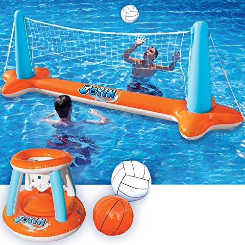 Inflatable Pool Float Set Volleyball Net & Basketball Hoops G90242