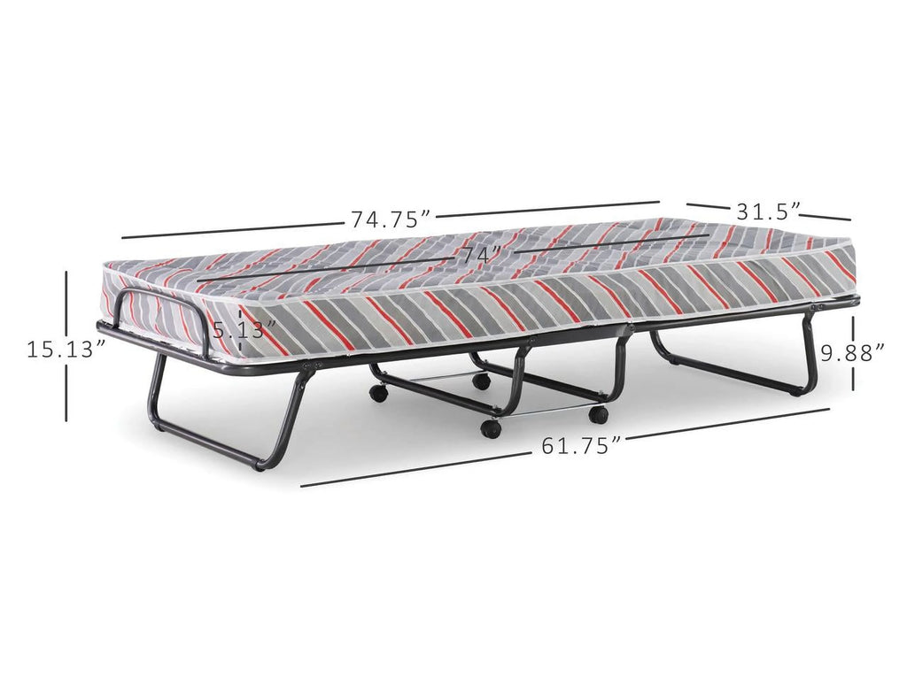 Folding Rollaway Guest Bed with 5 Innerspring Mattress V579124