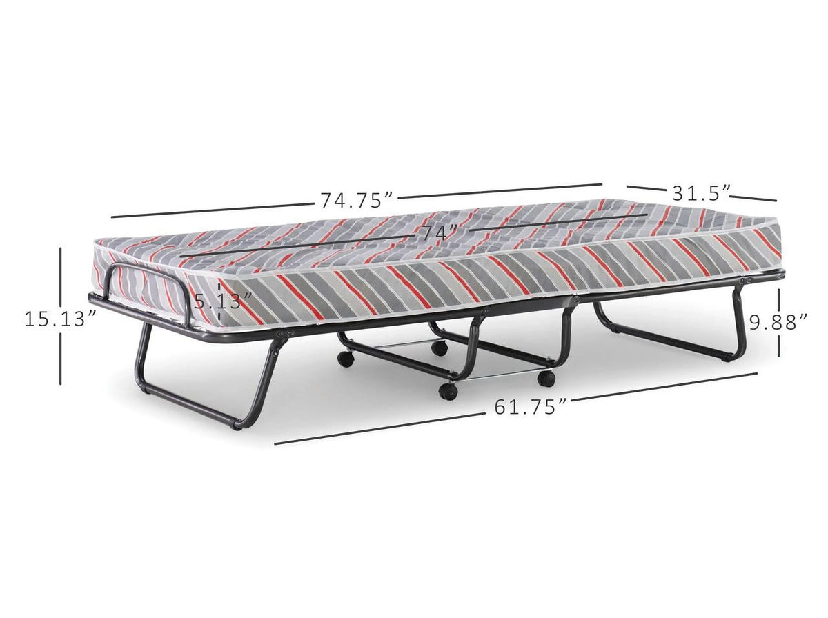Folding Rollaway Guest Bed with 5 Innerspring Mattress V579124