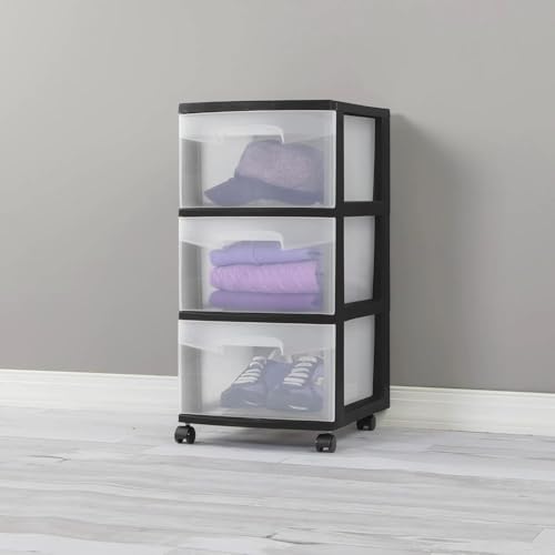 Plastic Storage Drawer Cart with 3 Drawers, White T247