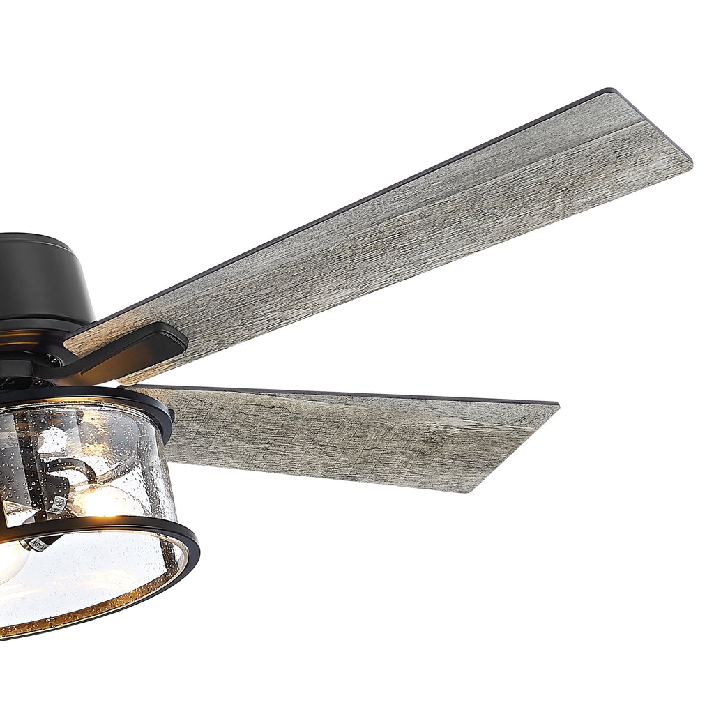 52" Matte Black Reversible Ceiling Fan with Light Kit P738848