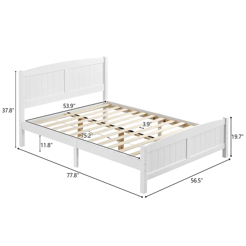 Queen Solid Pine Wood Platform Bed Frame with Headboard D420