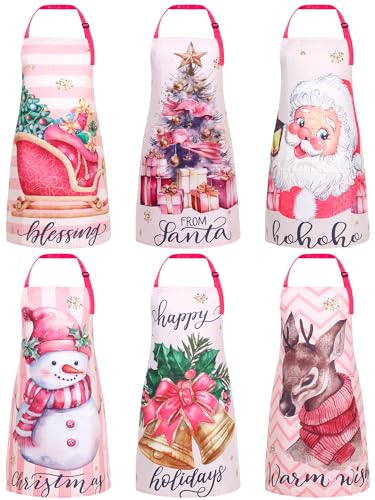 6 Pcs Christmas Aprons with Pockets E137