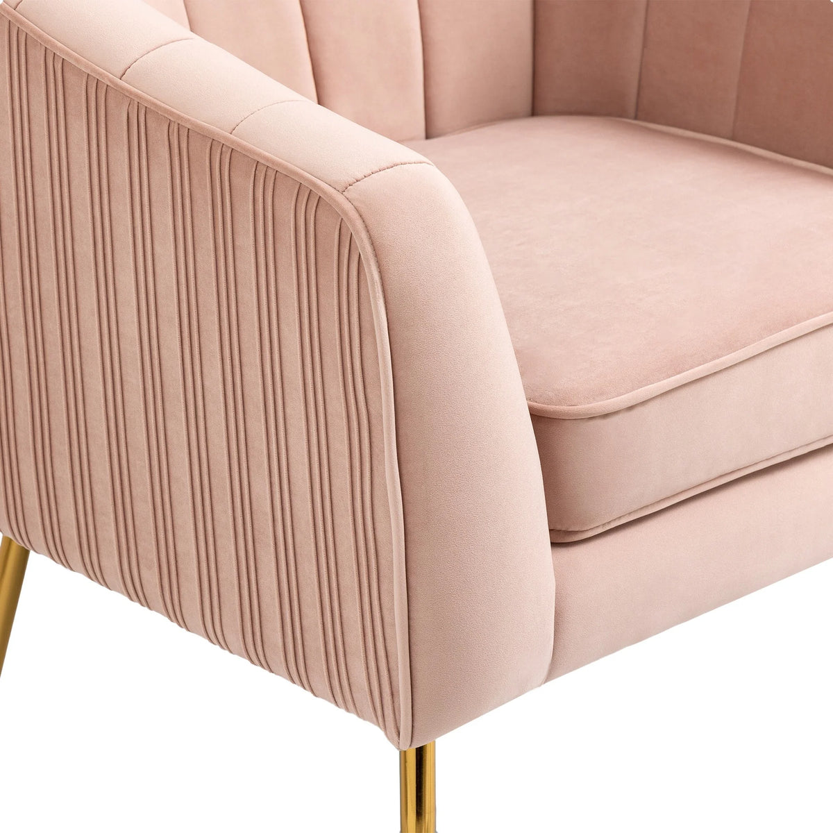 Pink Velvet Armchair with Ottoman Set O797