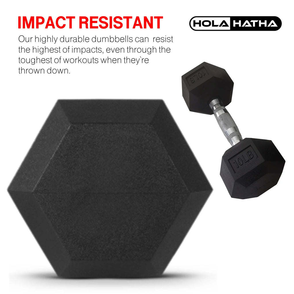 5, 8, 10, 12 and 15 Pound Hexagonal Dumbbell Weight Set with Rack W769