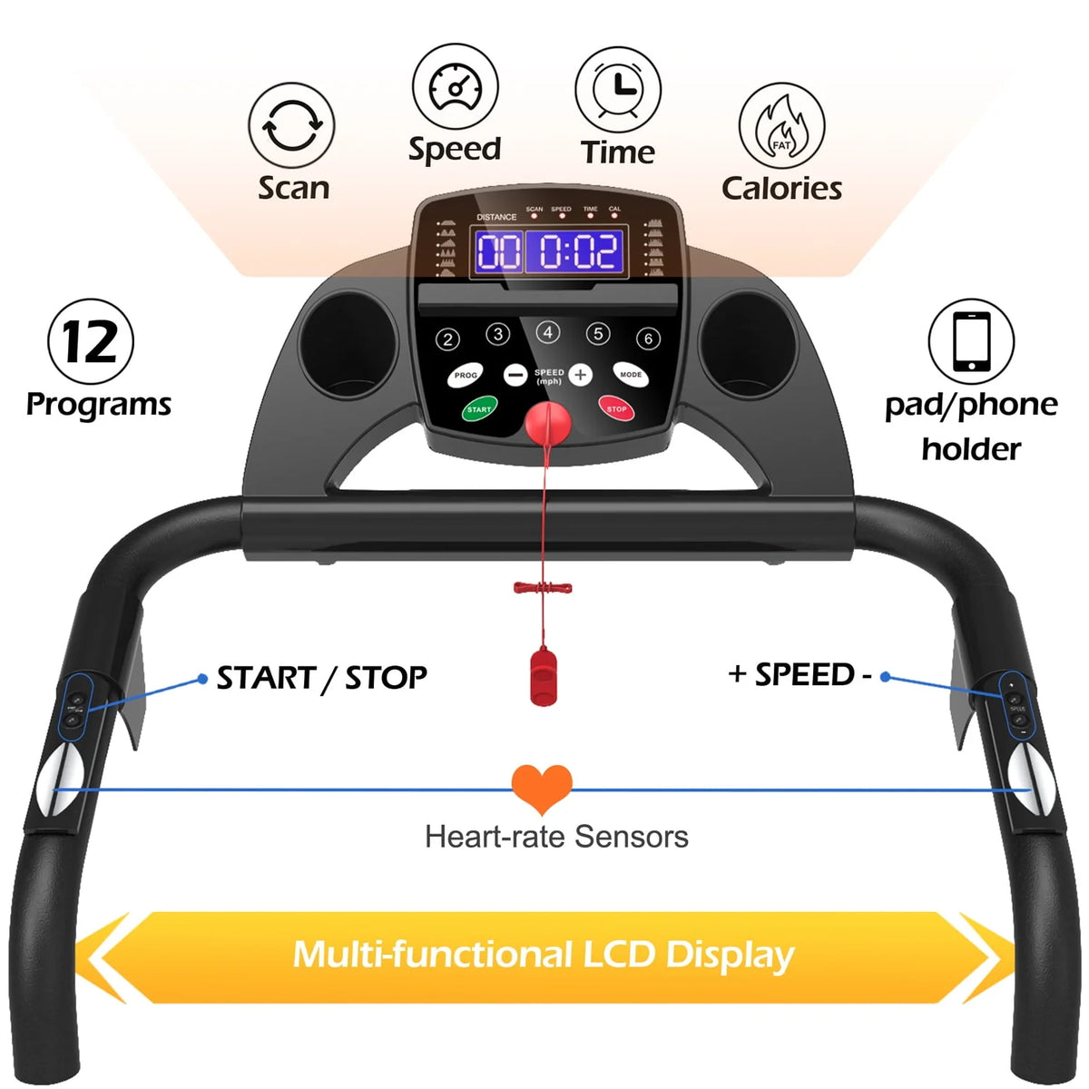1.5HP Electric Folding Treadmill O558