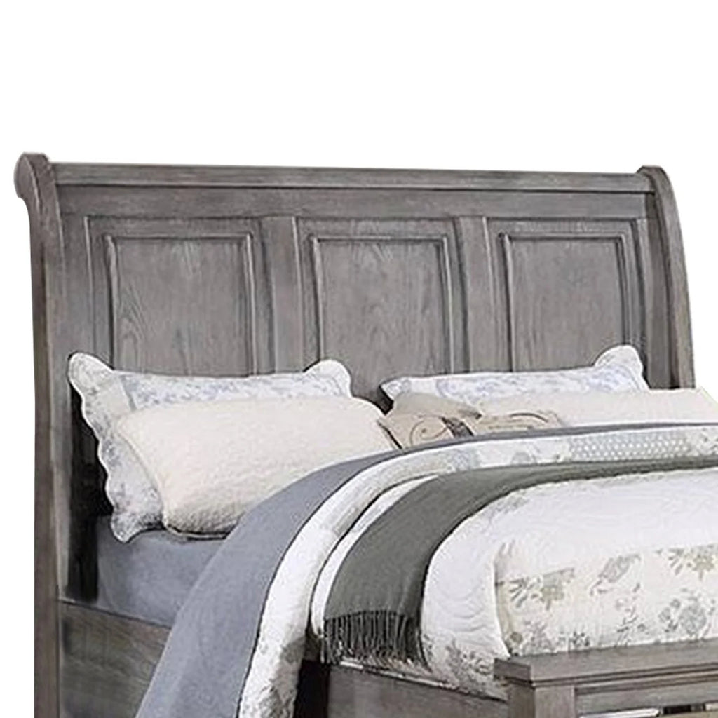 California King Bed with Storage Drawers Oak Gray Wood V8353