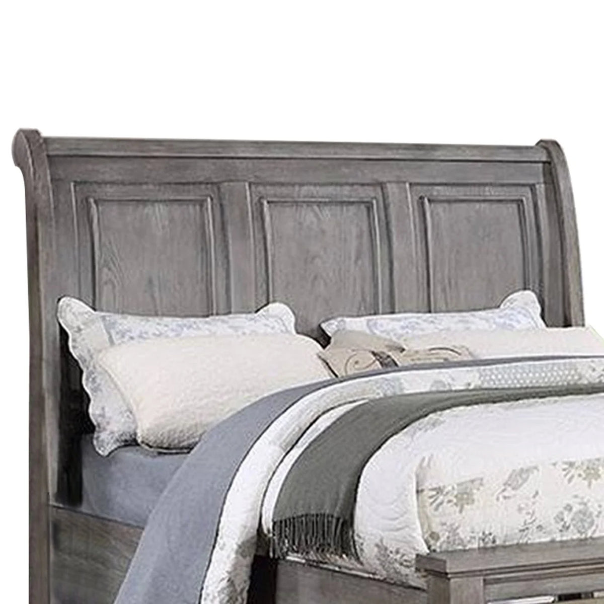 California King Bed with Storage Drawers Oak Gray Wood V8353
