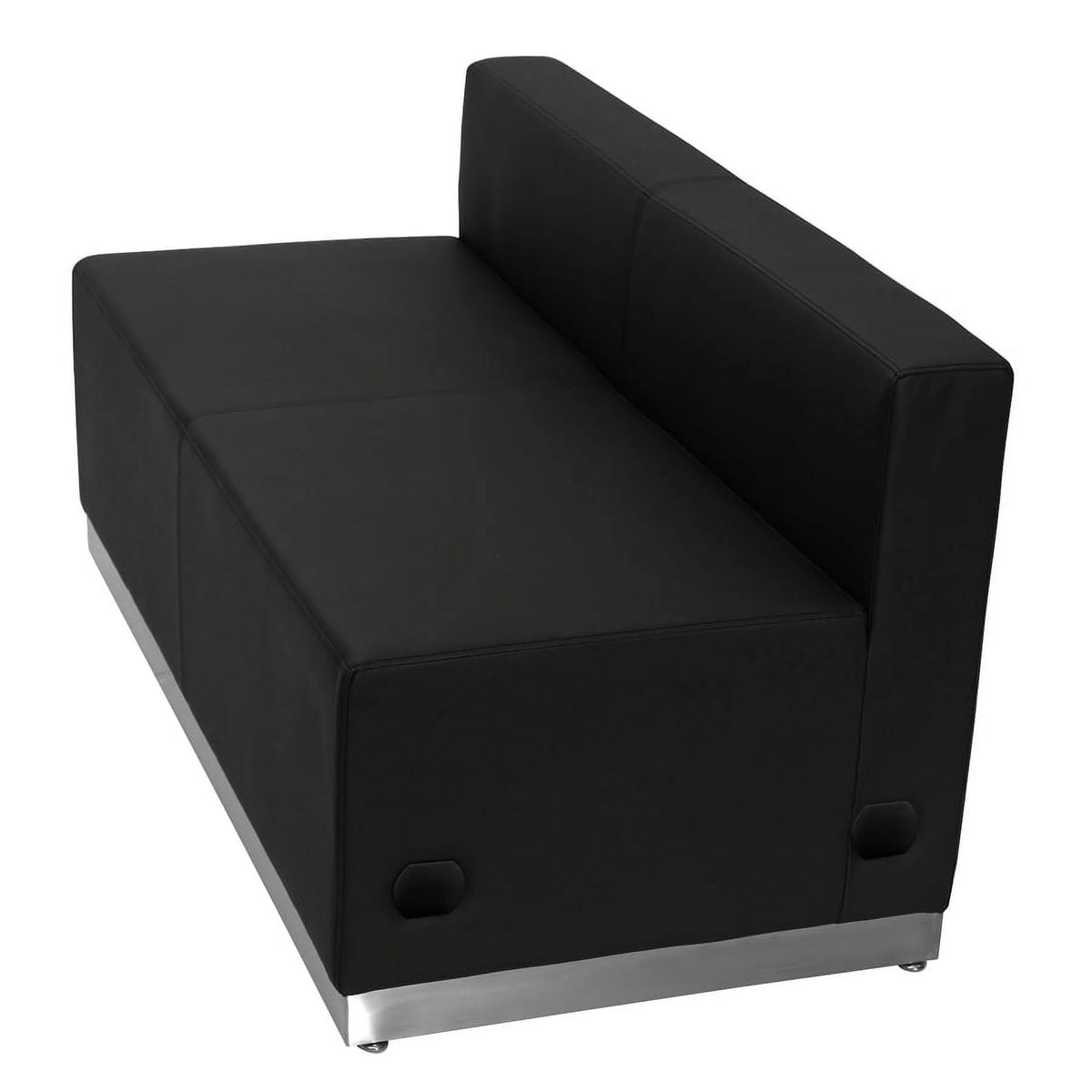Black LeatherSoft Loveseat with Brushed Stainless Steel Base X44772