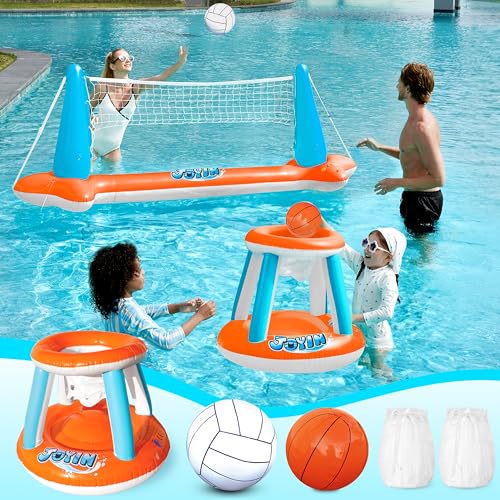 Inflatable Pool Float Set Volleyball Net & Basketball Hoops G90242