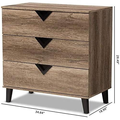 Light Brown Wood 3-Drawer Chest P4577