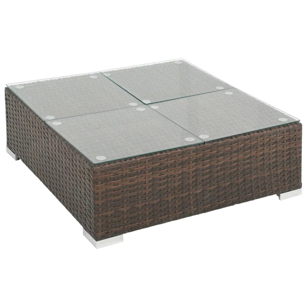 8 Piece Cream White Cushioned Poly Rattan Outdoor Sofa Set with Coffee Table Q1325