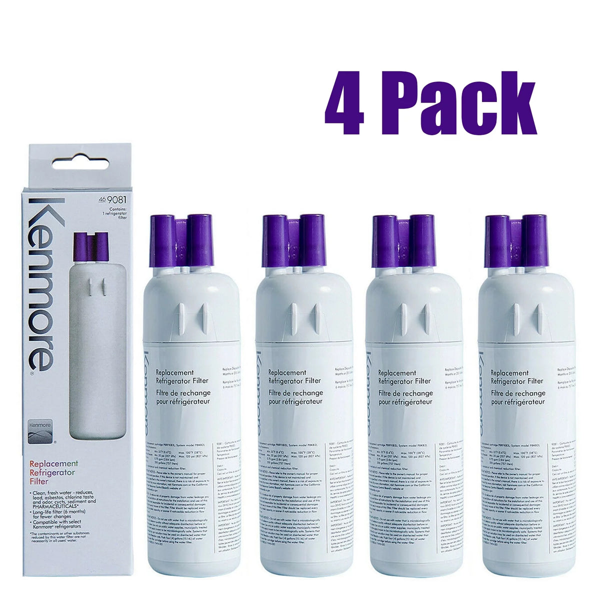 4 Pack Refrigerator Water Filter Replacement J1003