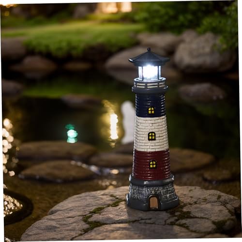 15" Waterproof Resin Lighthouse Solar Light C123