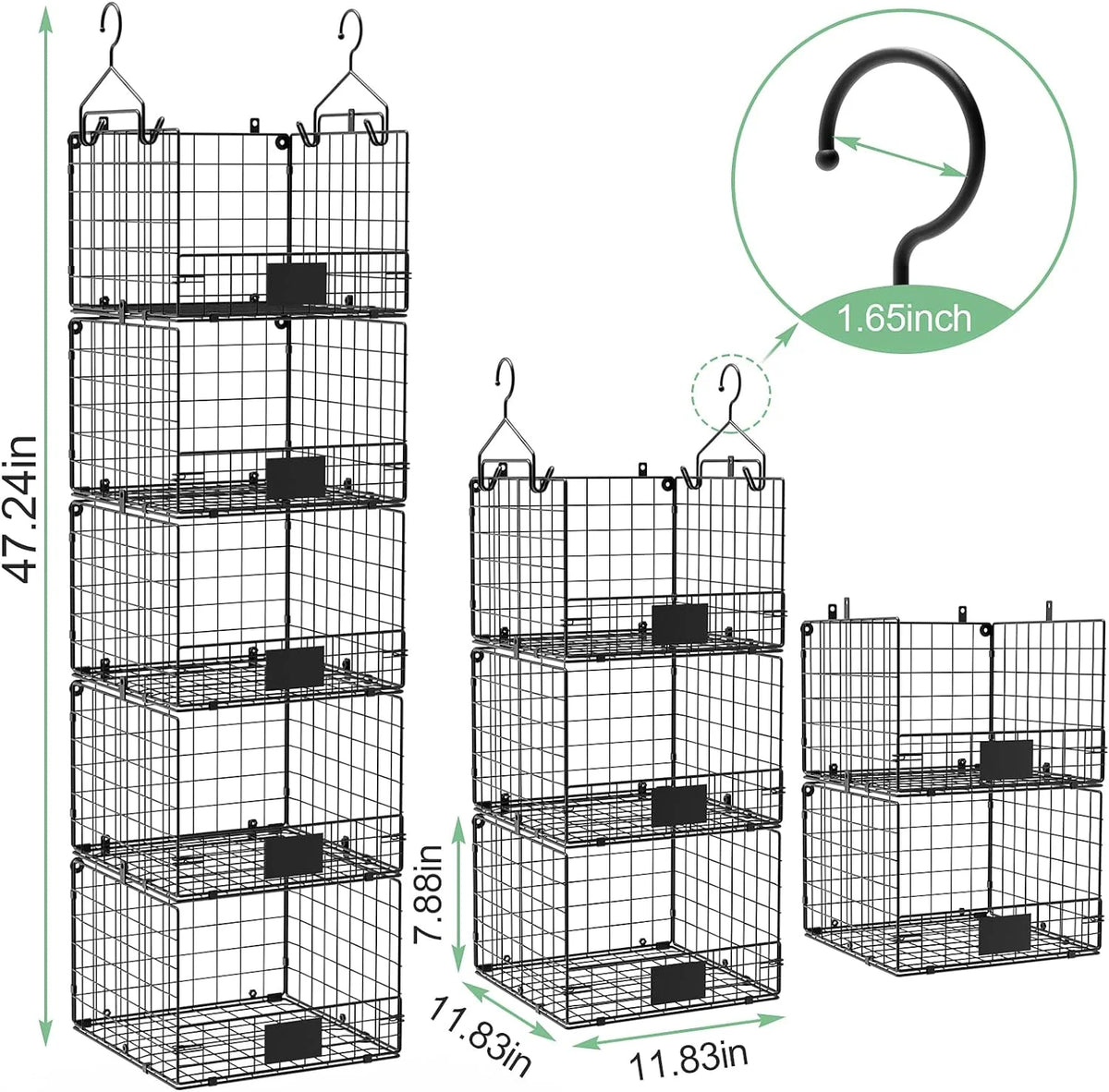 5 Tiers Hanging Closet Shelves Organizer with S Hooks U149897