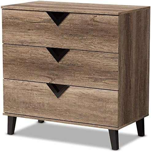 Light Brown Wood 3-Drawer Chest P4577