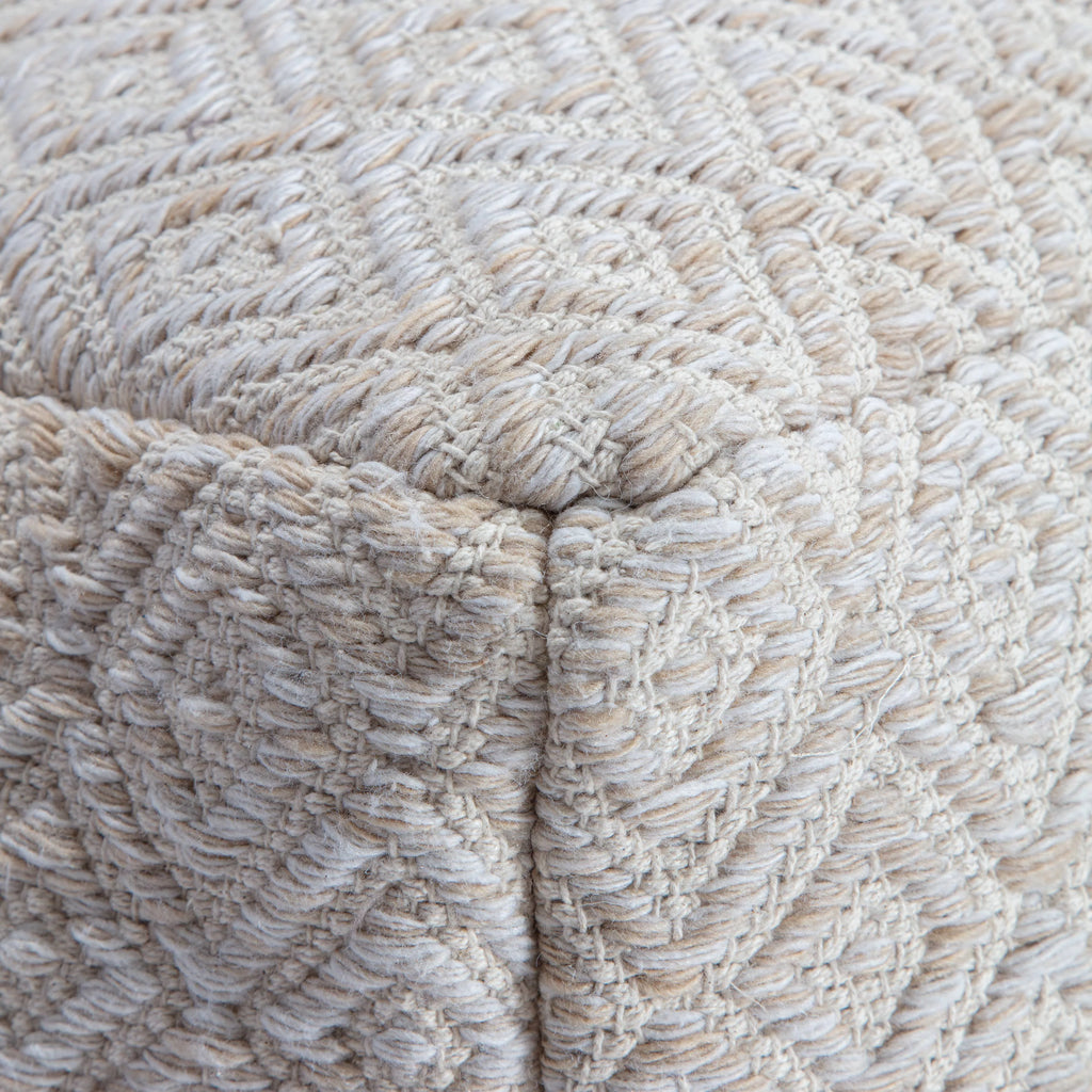Tawny Beige Cotton Polyester Square Poufs C586