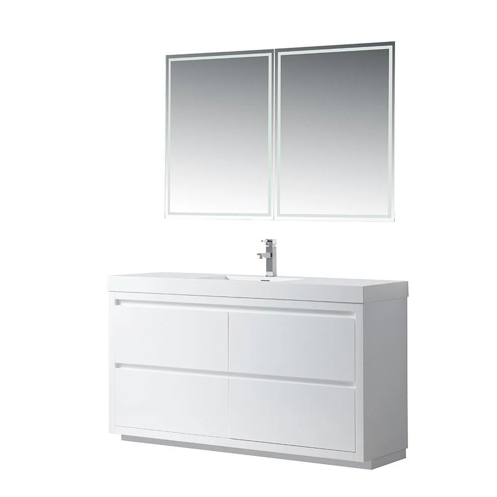 60 in. White Bathroom Vanity with Single Basin Top X62175
